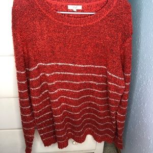 Red and grey striped sweater